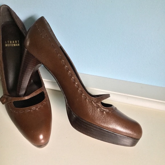 Stuart Weitzman Platform Maryjane Brown 7M - Picture 2 of 2